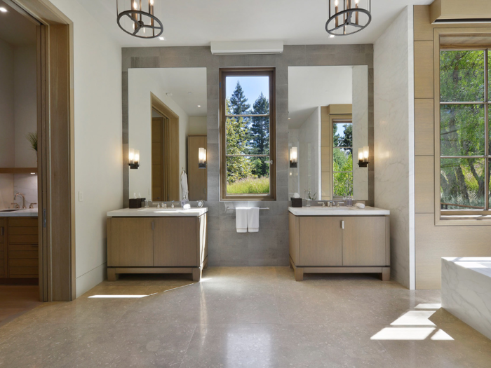 Each suite comes with a marble bathroom with double vanities.