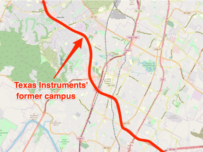 Besides Parmer Lane, another one of the main thoroughfares through this part of town is Highway 183, known as Research Boulevard, which is where Texas Instruments built its campus in 1969.