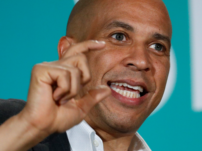 Sen. Cory Booker talked about the danger of corporate consolidation, but does not support breaking up tech companies.