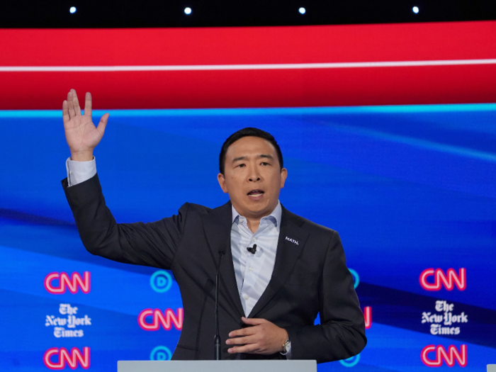 Andrew Yang believes that tech monopolies are a problem, but he said of Warren