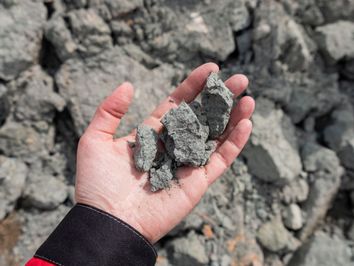 This is what kimberlite ore, the igneous rock that can contain diamonds, looks like.