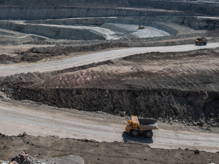 It takes a truck 40 minutes to take a round trip to the bottom of the mine and back.