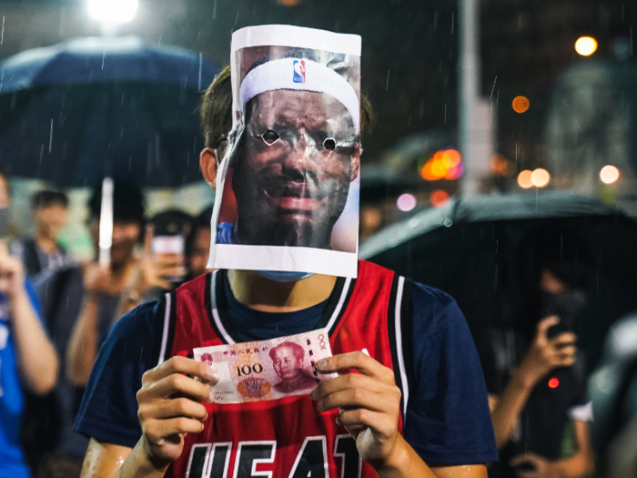 Some protesters have worn masks of NBA star LeBron James. James escalated the conflict in October after he called a pro-Hong Kong tweet by an NBA executive "misinformed."