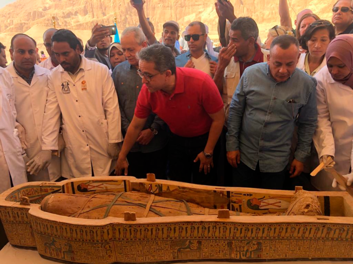 The coffins will be restored and displayed at the Grand Egyptian Museum, which is due to open near the Giza pyramids next year.