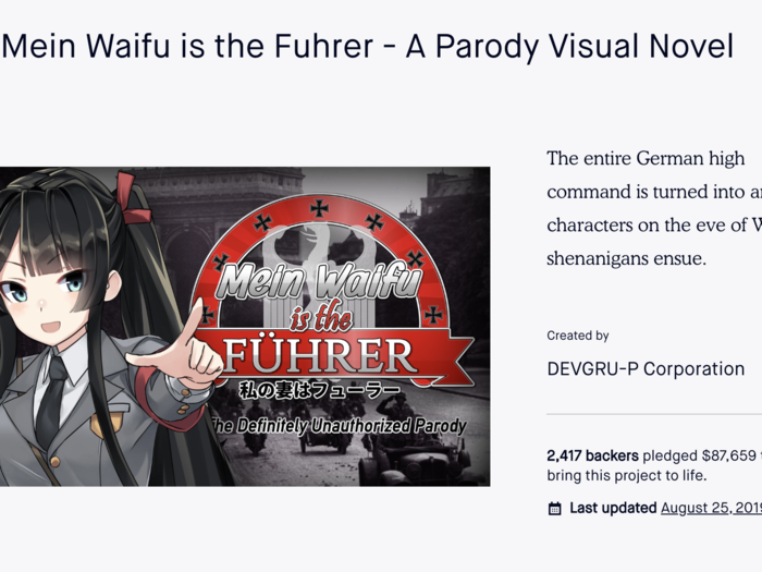 "Mein Waifu is the Fuhrer," a Nazi-themed anime dating simulator.