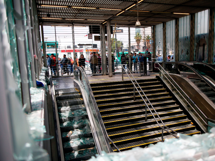 Subway service in Santiago was promptly suspended Friday after protests reached a fever pitch. Thousands of commuters were stranded coming home from work.