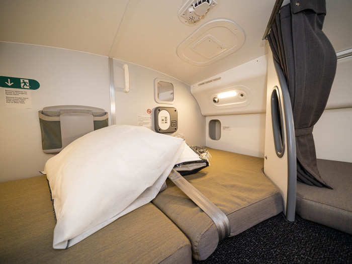 Each bunk is separated by cushioned dividers and curtains, giving at least a small degree of privacy to each occupant. Less ideal than on the ground, maybe, but still useful considering it