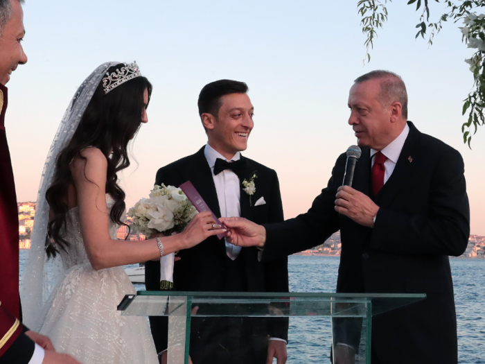 In June 2019, Erdogan was the surprise best man at the wedding of German soccer star Mezut Ozil.