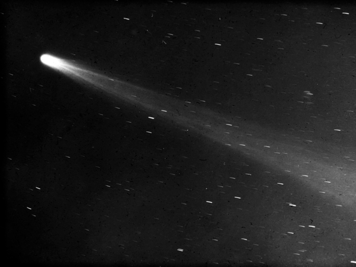 Comets were a popular subject for astronomers working with early photography techniques. In 1907, this comet was captured streaking across the night sky.