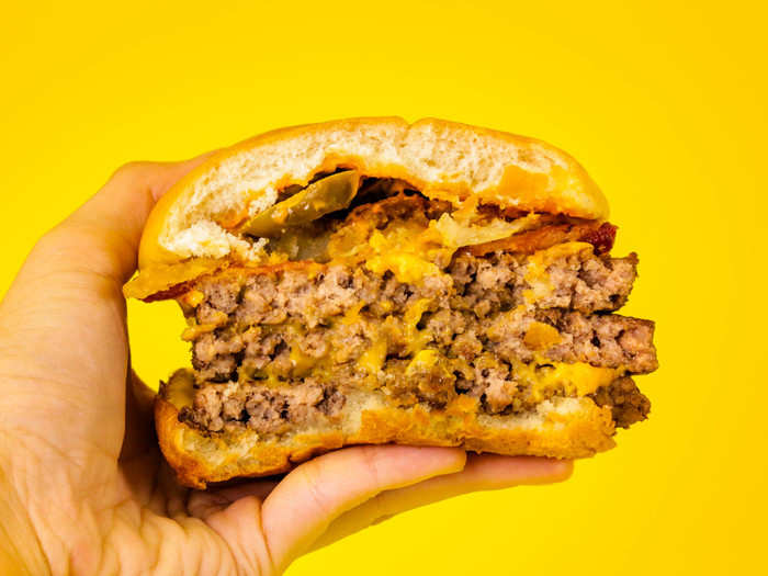 This burger may have had uninspiring beef, but it was also crispy. cheesy, and spicy. The bacon was barely noticeable, but the jalapeños brought a real kick and the fried onions added a satisfying crunch.