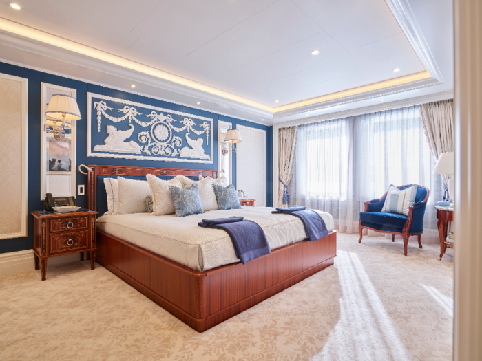 The eight lavish guest suites onboard each have a theme. One of the main deck guest suites was inspired by Claridge