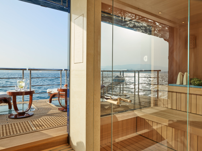 A side door leads to a sauna overlooking a fold-out sea terrace.