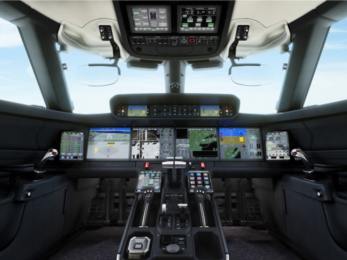 The Symmetry Flight Deck in the cockpit has touch screen avionics and “Phase-of-Flight” intelligence that helps the pilot and reduces the time it takes to start the aircraft.