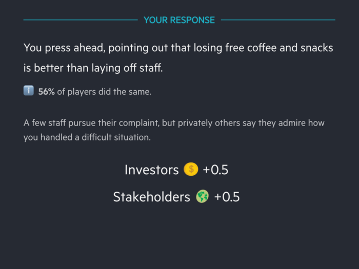 Most players agreed with me and fired the barista, and it worked!