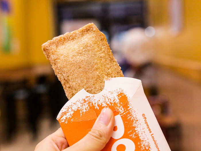 The pumpkin pie had a deep-fried crust dusted with cinnamon sugar, just like the chain