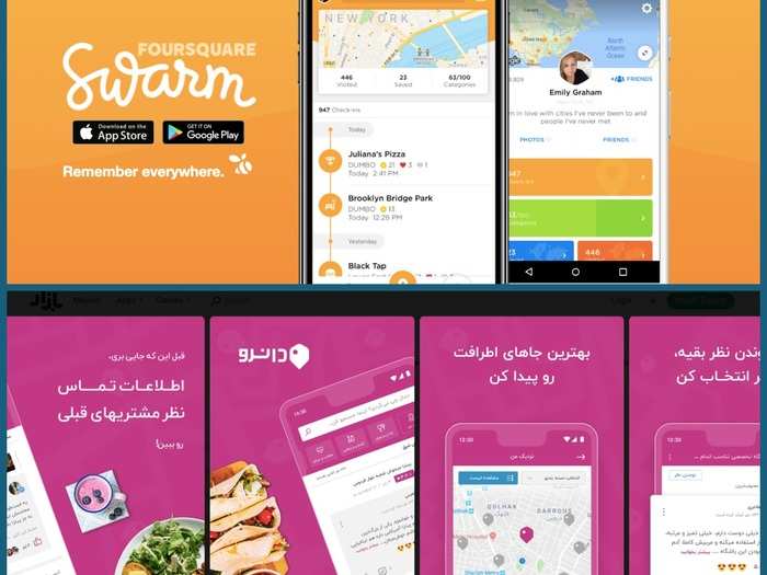 Iranian app Dunro follows in the steps of Foursquare. It provides personalized recommendations of places to go, such as restaurants and cafes with the user