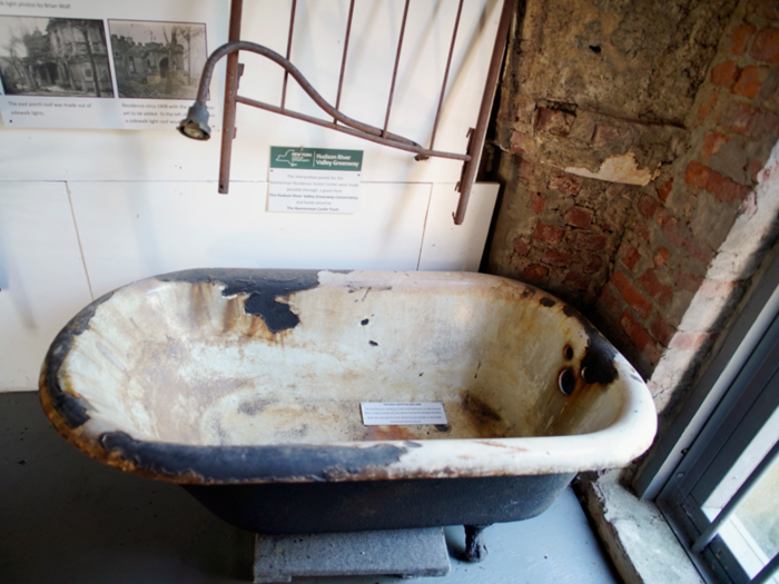 Visitors can also see preserved fixtures from the castle, like this bathtub.