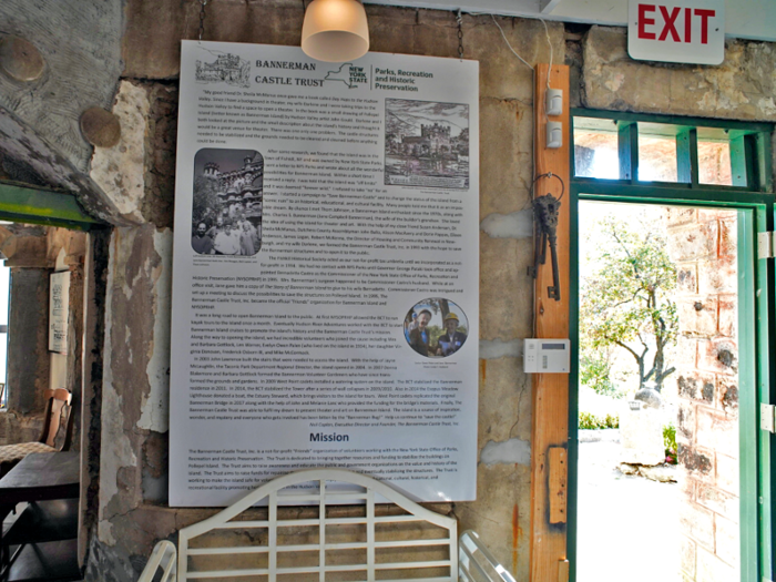 Inside, visitors can find information about the island