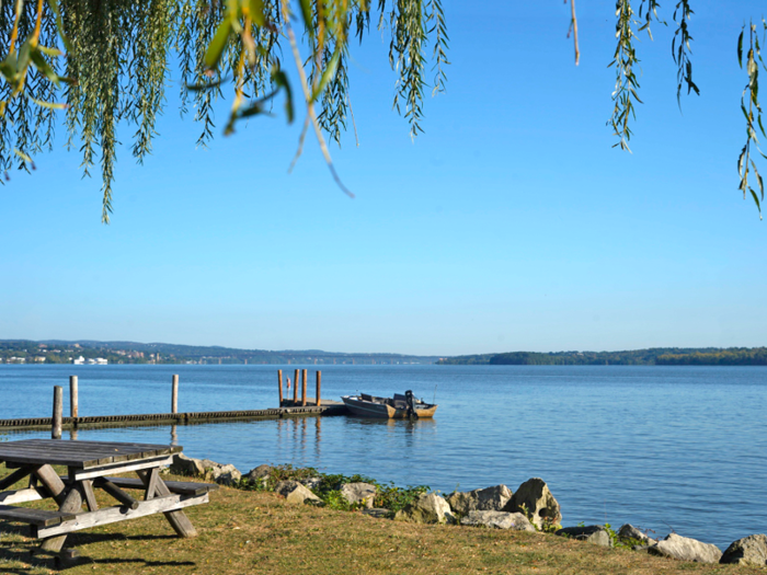 A boat waited at the park