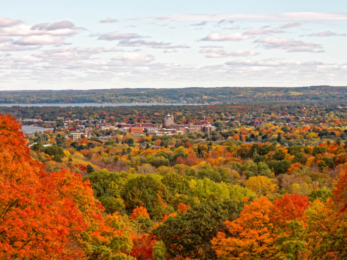 1. 49685: Traverse City, Michigan, is located along the shores of Lake Michigan and is noted for its natural beauty.