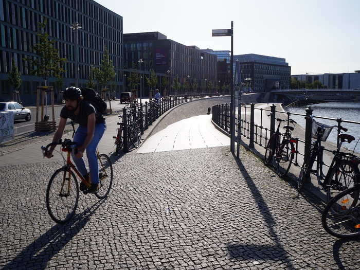 I bike down by the Spree River for the most scenic portion of my commute.