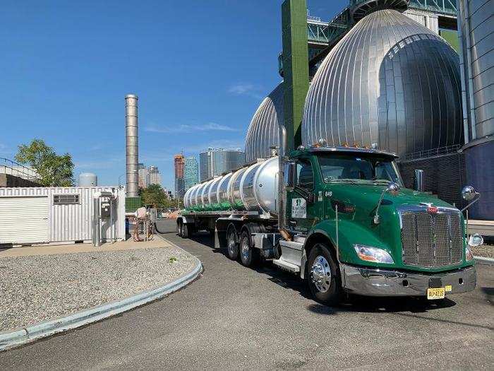 Eventually, it gets transferred from a storage tank to a "sludge boat" that takes the waste to another plant in the Bronx. That plant removes liquid from the sludge, forming it into a "cake" that can be used as fertilizer.