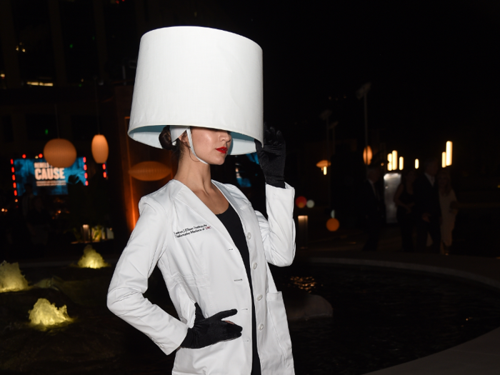 Women also walked the event wearing lampshades.