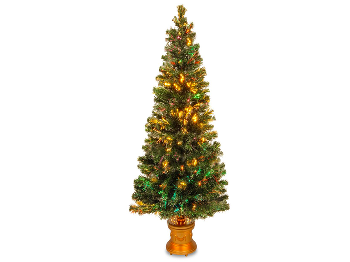 A warm gold tree with generous space for decorations