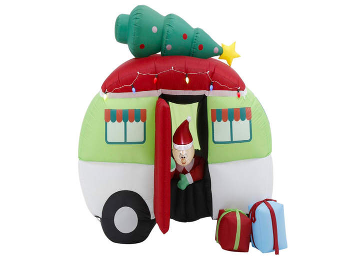 An inflatable that adds Christmas flair to glamping