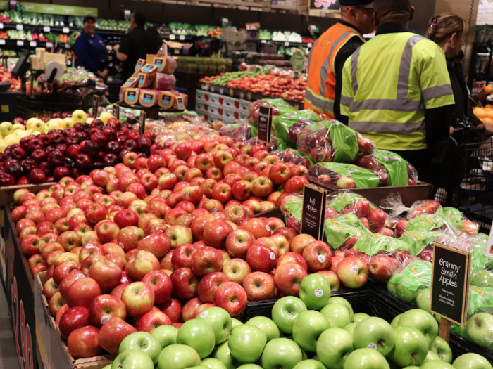 The store was beautifully stocked for the opening. We found a massive display of fresh fruit and vegetables.