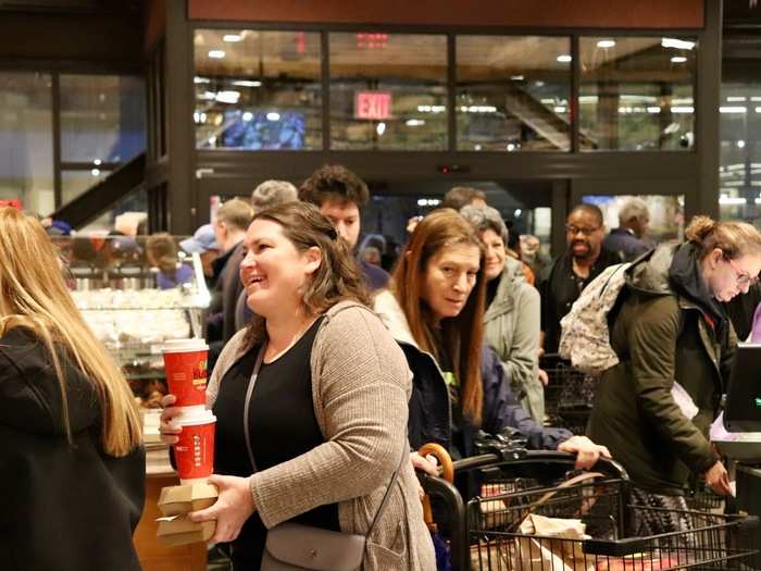 The sections that sold hot food and coffee were among the most crowded when we were there.