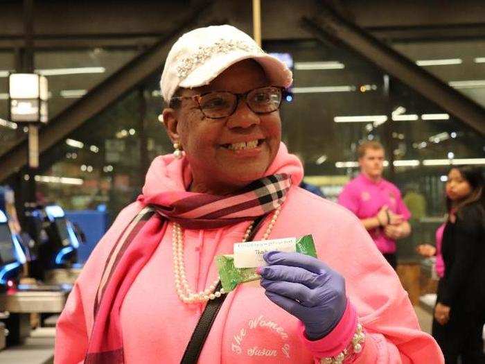 Susan Myers was the first person in line at Wegmans at midnight. She also made sure that she was the first person to make a purchase at this new location.