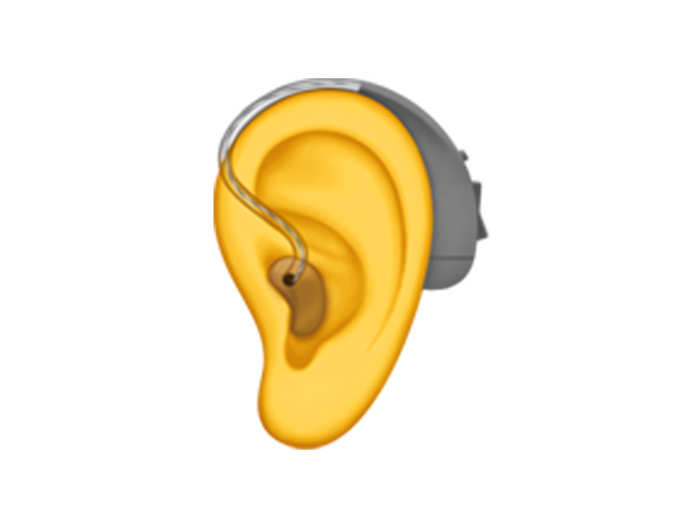 There are also new emoji representing people with disabilities, including an ear with a hearing aid ...