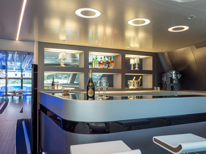 Other luxurious amenities include an onboard bar in the main saloon and a Jacuzzi on the top sun deck.