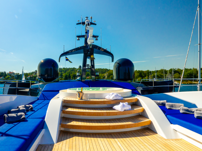 The luxury yacht has a cruising speed of roughly 15 knots and a maximum speed of 35 knots. It was specifically designed for low fuel consumption.