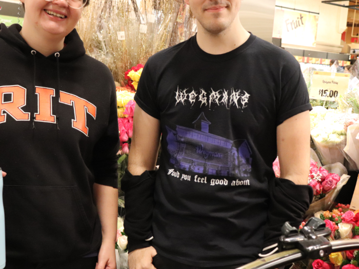 Churchill was sporting a T shirt that combined a black metal band album cover with Wegmans. When asked what the two have in common, he replied, "They both have cult followings."