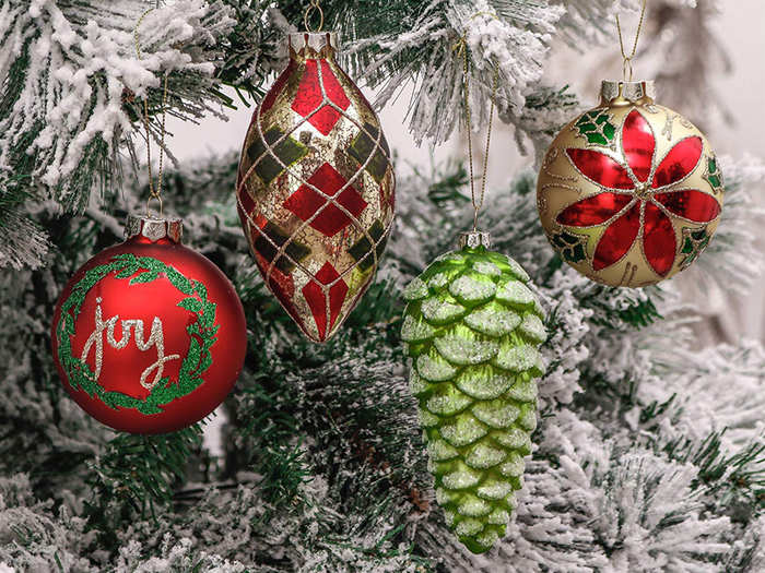 A set of festive Christmas ornaments