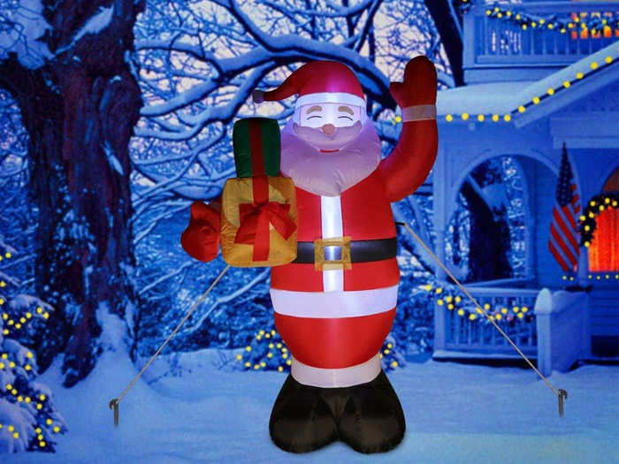 A Santa inflatable yard decoration