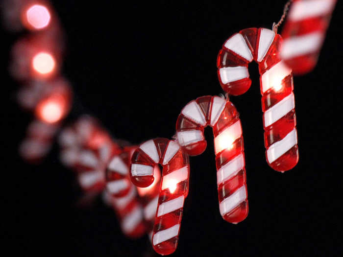 A string of candy cane lights