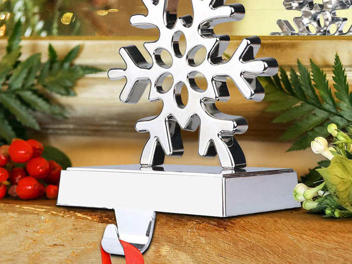 A snowflake stocking holder for your mantel