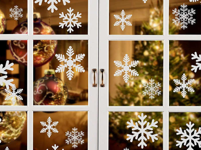 A set of 108 snowflake window cling decal stickers