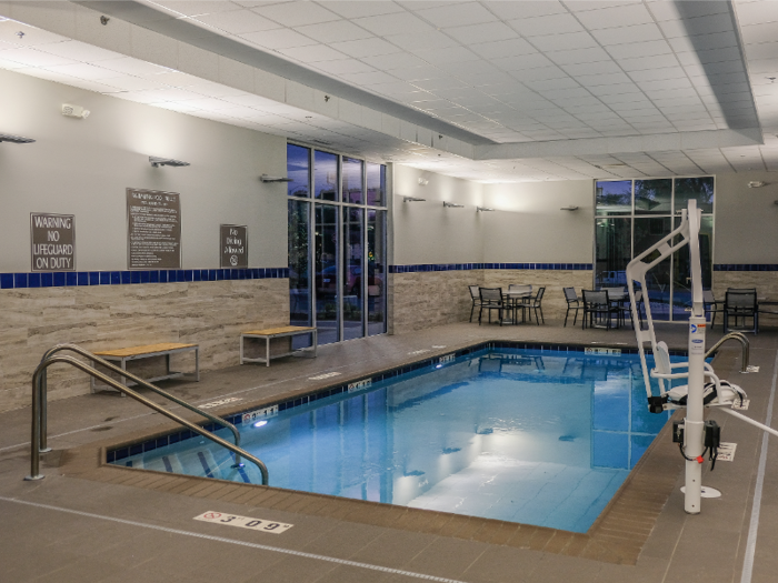 Near the gym was an indoor heated pool, which was empty when I stepped in to get a look at it.