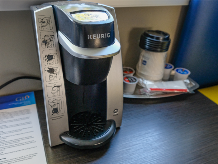 Each room comes with a Keurig coffee machine.