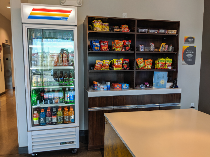 Right next to the reception desk was a snack area selling Gatorade, soda, juices, chips, candy, and miscellaneous toiletry items.