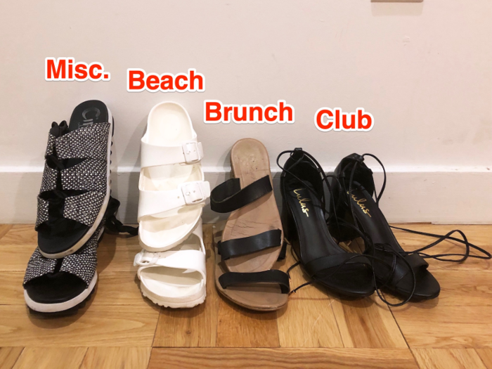 I was celebrating a bride-to-be, so I had to pack a pair of shoes appropriate for each event. Had I been visiting family, I could have packed a pair of sandals, traveled in sneakers, and called it a day.