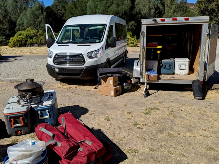 With our first hike checked off and our bodies sufficiently warmed up, we drove back to the campground to set up camp. Everything for our trip fit in this van and small trailer.