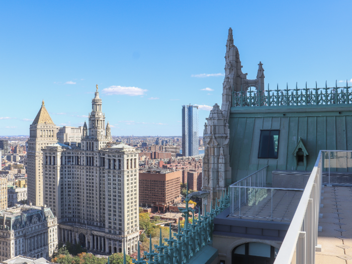 Looking in the other direction opens up views of the Manhattan Municipal Building and One Manhattan Square, a brand-new luxury condo tower on the East River.