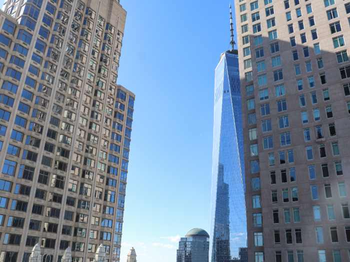 Up a spiral staircase is the second, larger terrace, which offers panoramic views of the city. We could spot One World Trade Center peeking out from behind