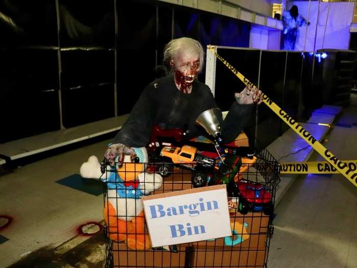 In another section, we found a zombie emerging from a toy "Bargin Bin."
