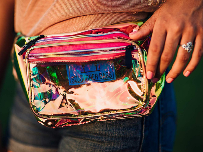 A cool, holographic fanny pack